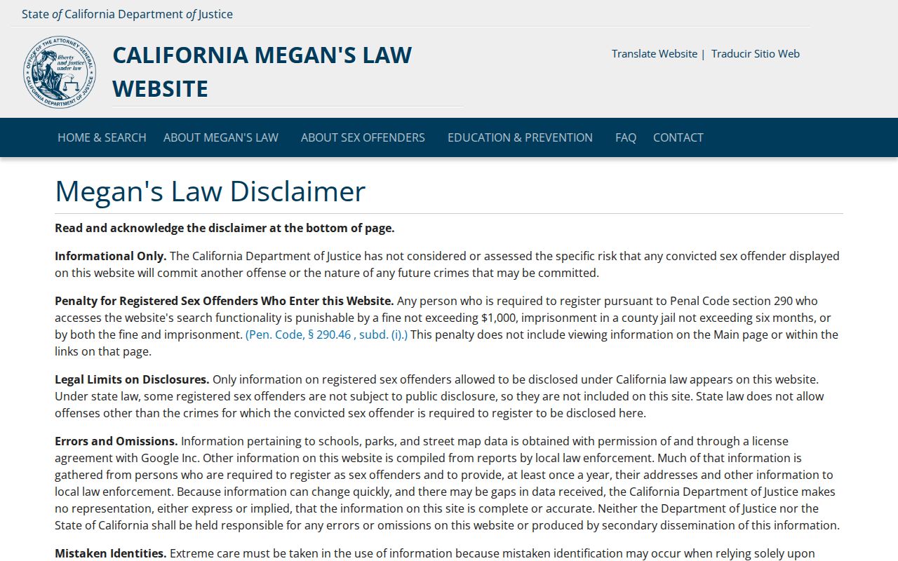 Yolo County criminal history California Megan's Law search