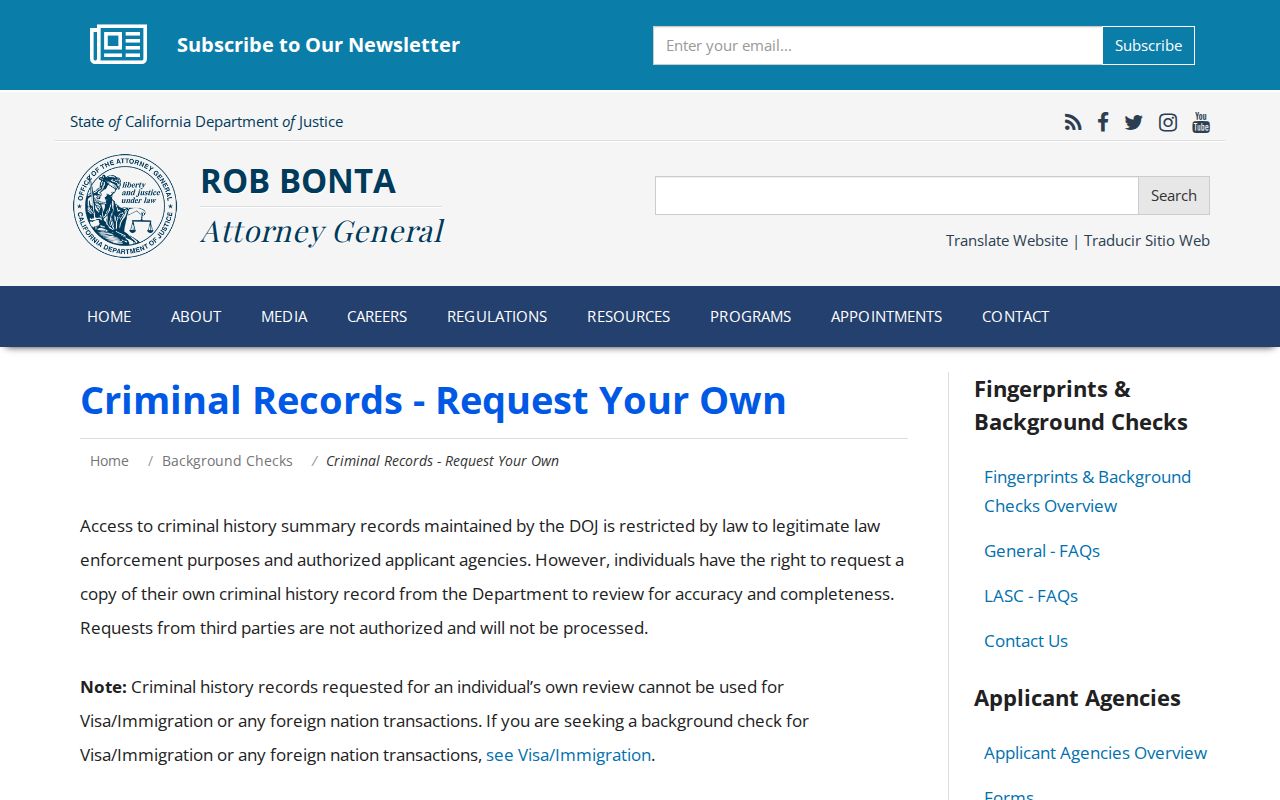 Yolo County criminal history California DOJ record review instructions