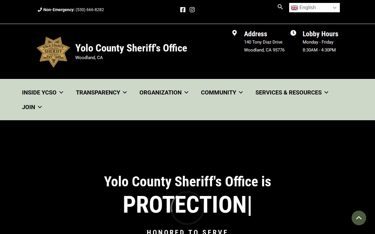 Yolo County criminal records Sheriff official services