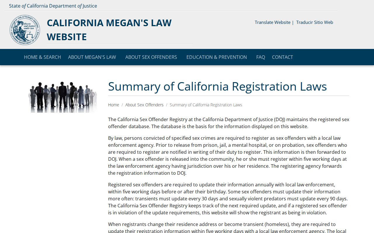 Yolo County sex offender search California registration law categories